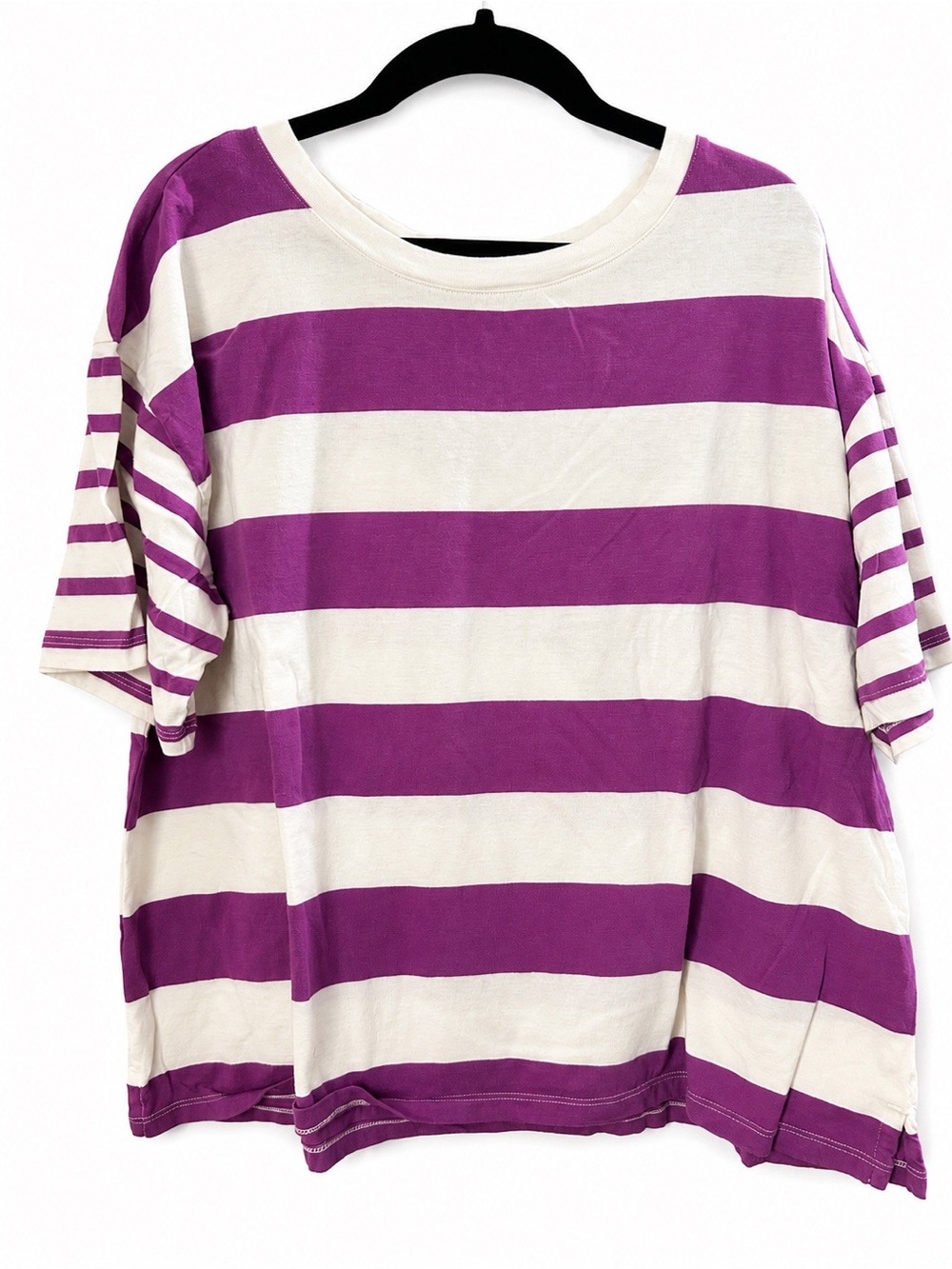 Talbots 100% Cotton Purple & White Striped Top Size Large - Picture 1 of 4